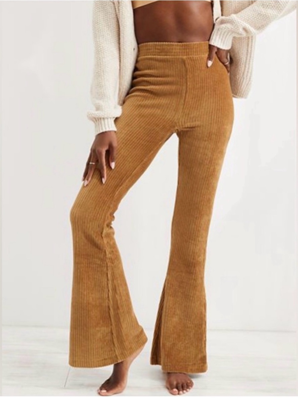 Aerie Groove On Velour Soft Ribbed Flare size Large Long.